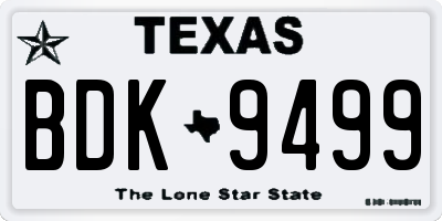 TX license plate BDK9499