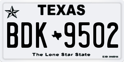 TX license plate BDK9502