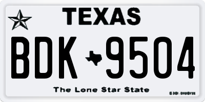 TX license plate BDK9504