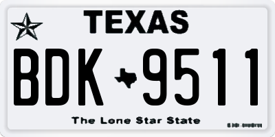TX license plate BDK9511