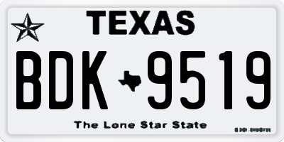 TX license plate BDK9519