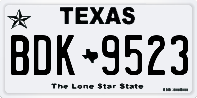 TX license plate BDK9523