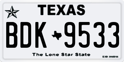 TX license plate BDK9533