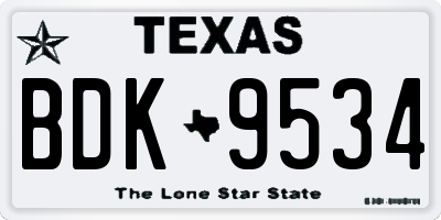 TX license plate BDK9534