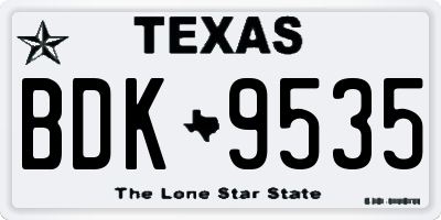 TX license plate BDK9535