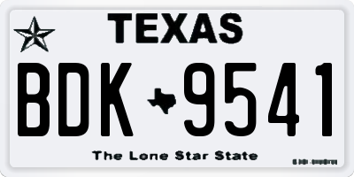 TX license plate BDK9541