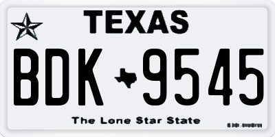TX license plate BDK9545