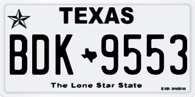 TX license plate BDK9553