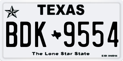 TX license plate BDK9554