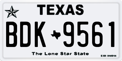 TX license plate BDK9561