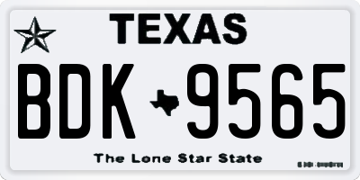 TX license plate BDK9565