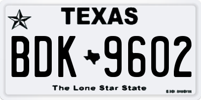 TX license plate BDK9602