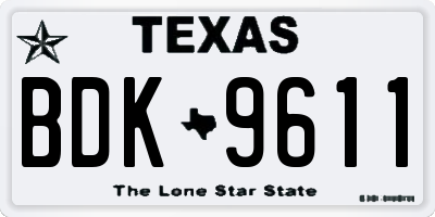 TX license plate BDK9611