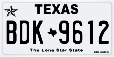 TX license plate BDK9612