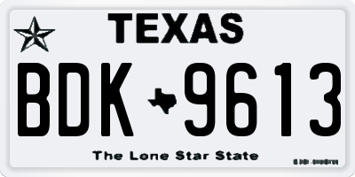 TX license plate BDK9613