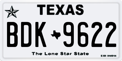 TX license plate BDK9622