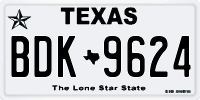 TX license plate BDK9624