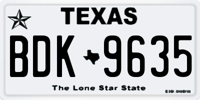 TX license plate BDK9635