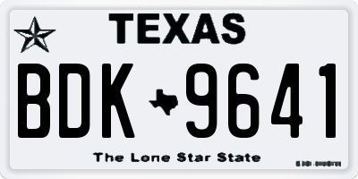 TX license plate BDK9641