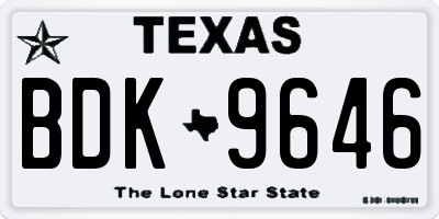 TX license plate BDK9646
