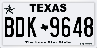 TX license plate BDK9648