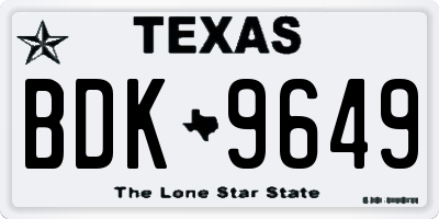 TX license plate BDK9649