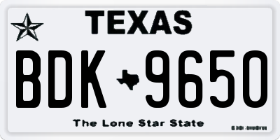 TX license plate BDK9650