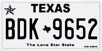 TX license plate BDK9652