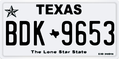 TX license plate BDK9653