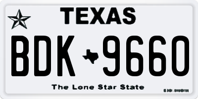 TX license plate BDK9660