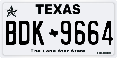 TX license plate BDK9664