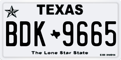 TX license plate BDK9665