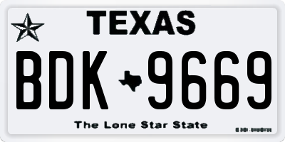 TX license plate BDK9669