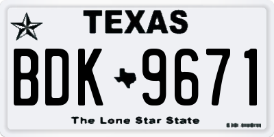 TX license plate BDK9671