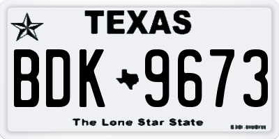TX license plate BDK9673