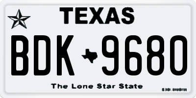 TX license plate BDK9680