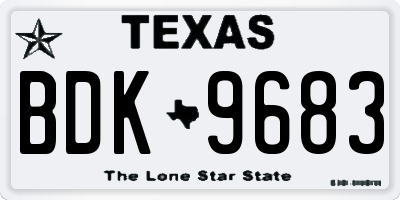 TX license plate BDK9683