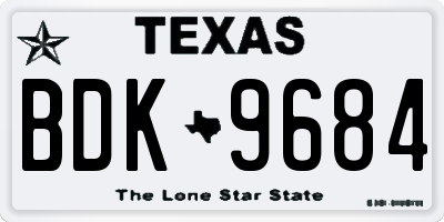 TX license plate BDK9684