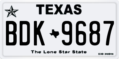 TX license plate BDK9687
