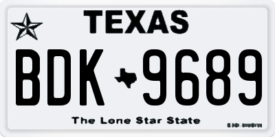 TX license plate BDK9689