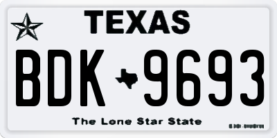 TX license plate BDK9693