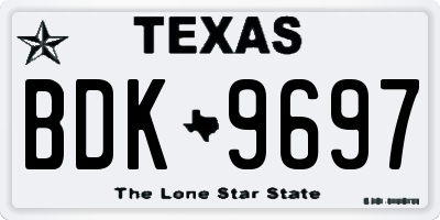 TX license plate BDK9697