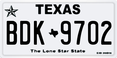 TX license plate BDK9702