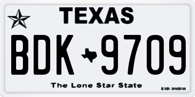 TX license plate BDK9709