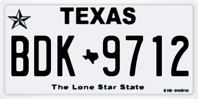 TX license plate BDK9712