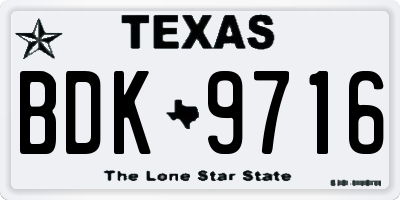 TX license plate BDK9716