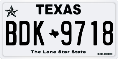 TX license plate BDK9718