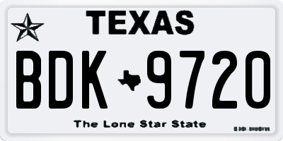 TX license plate BDK9720