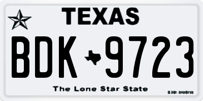 TX license plate BDK9723