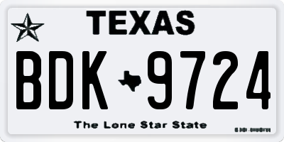 TX license plate BDK9724